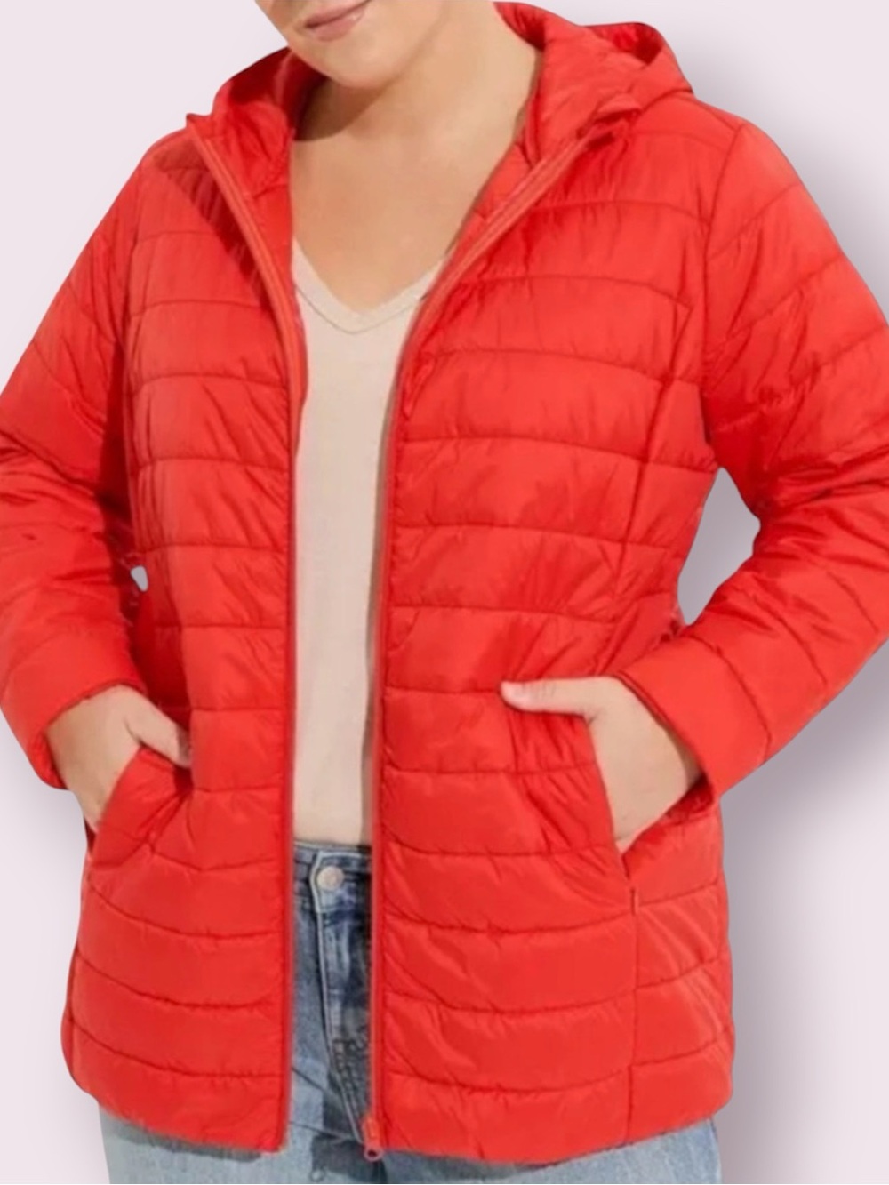 Torrid Packable Puffer Hooded Jacket Fiery Red Size 4X
